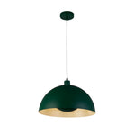 Mars 1LT Pendant, Matt Green Metal & Cream Inner 25cm