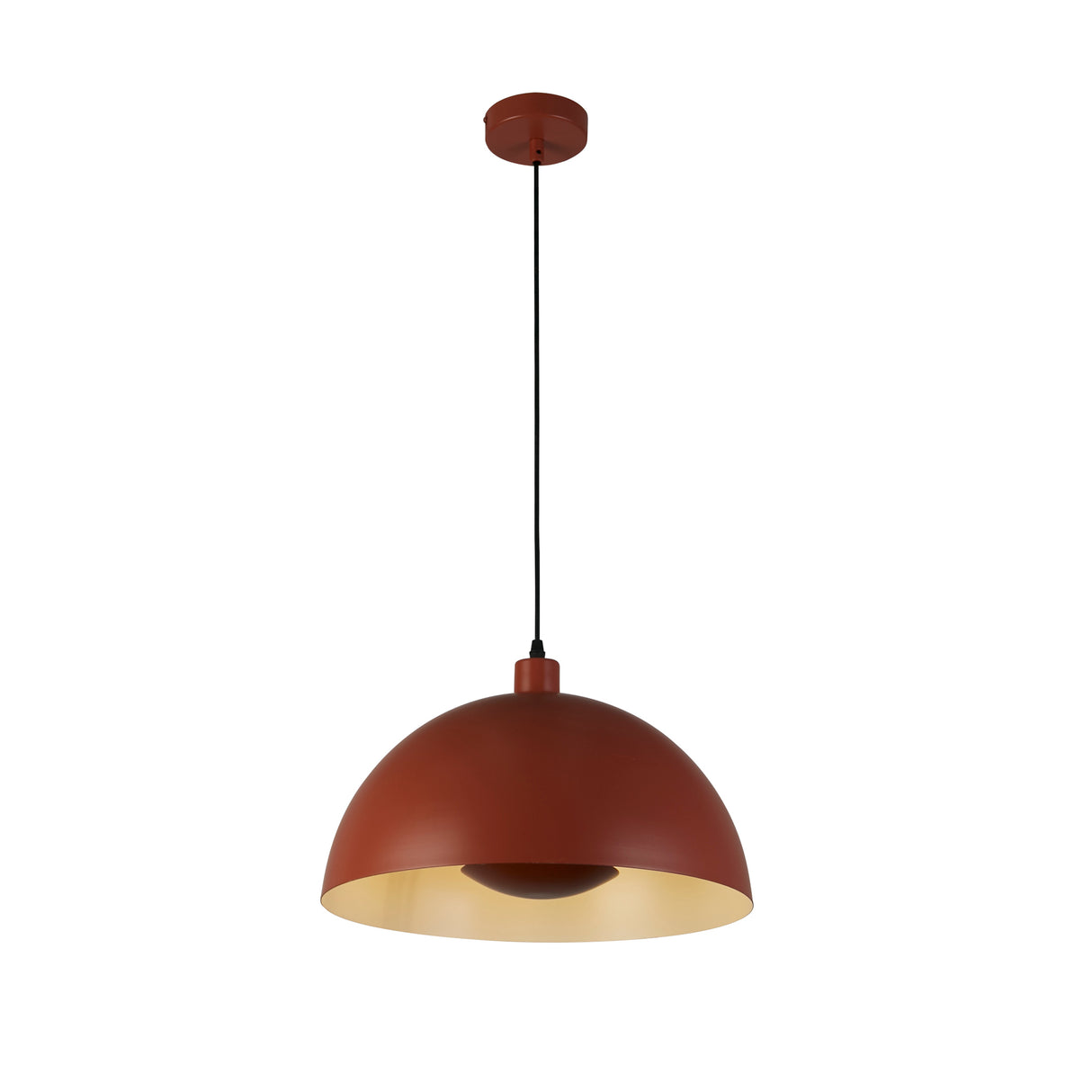 Mars 1LT Pendant, Burnt Orange Metal & Cream Inner 25cm