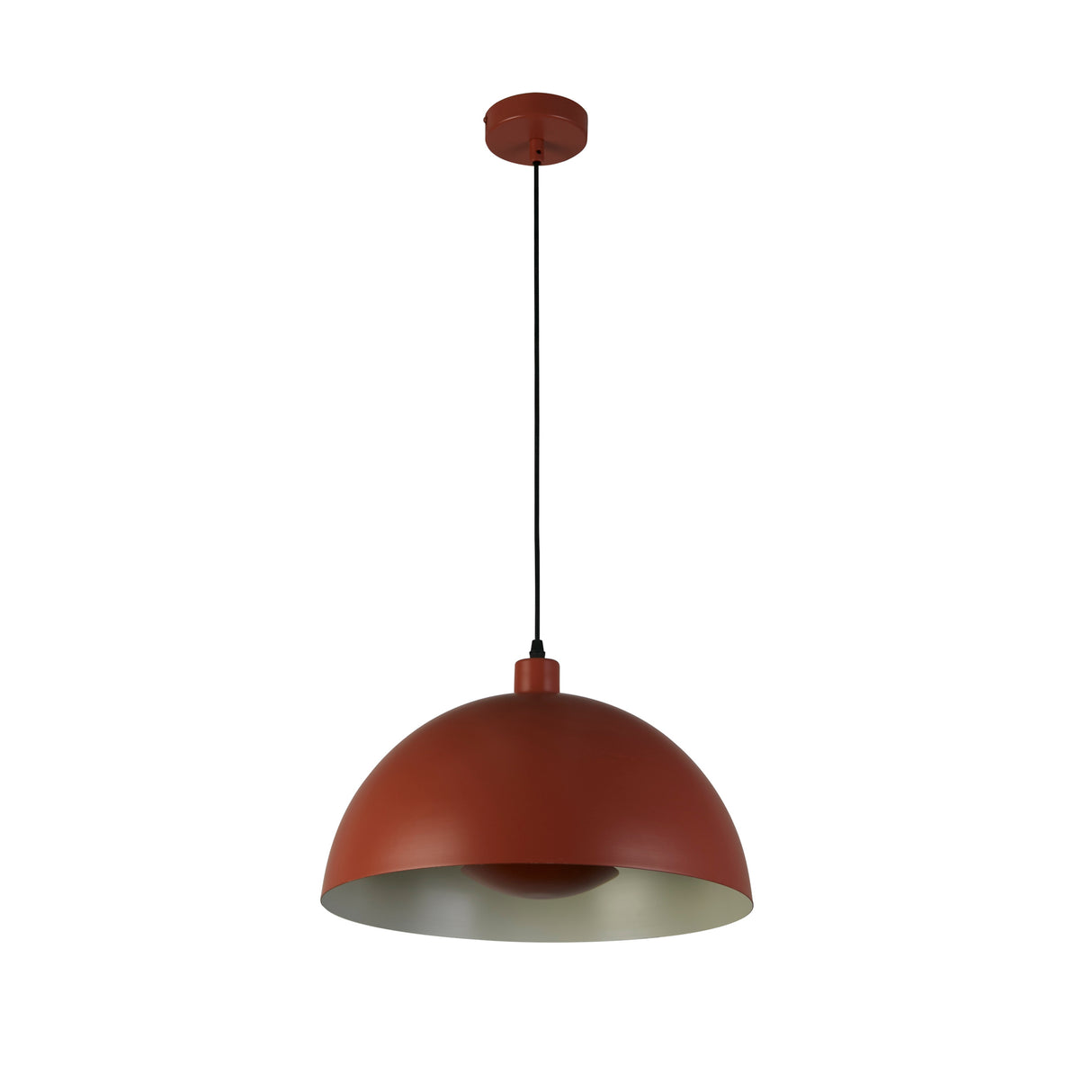 Searchlight Electric Mars 1LT Pendant, Burnt Orange Metal & Cream Inner 25cm 35410OR