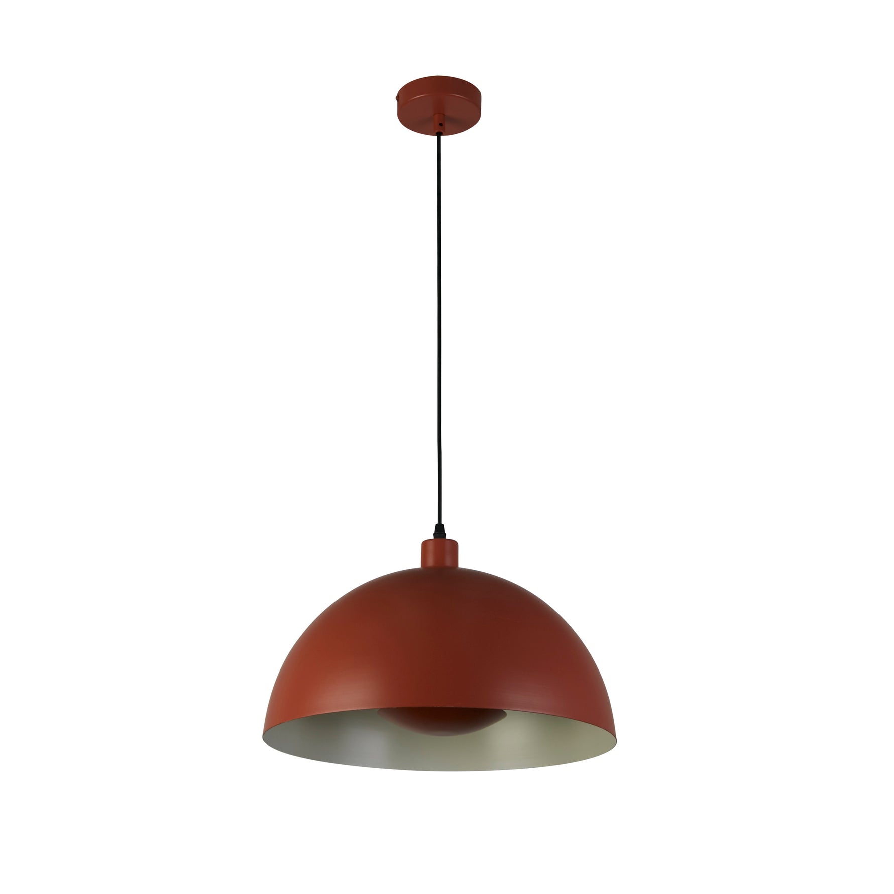 Searchlight Electric Mars 1LT Pendant, Burnt Orange Metal & Cream Inner 25cm 35410OR