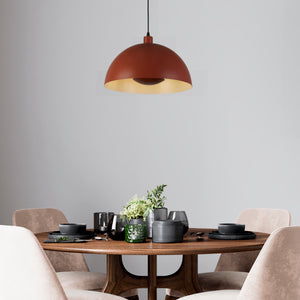 Searchlight Electric Mars 1LT Pendant, Burnt Orange Metal & Cream Inner 25cm 35410OR