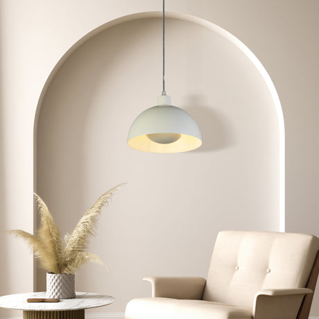 Searchlight Electric Mars 1LT Pendant, Matt Cream Metal & Cream Inner 40cm 35411CR
