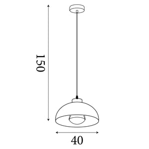 Searchlight Electric Mars 1LT Pendant, Matt Cream Metal & Cream Inner 40cm 35411CR