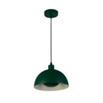 Searchlight Electric Mars 1LT Pendant, Matt Green Metal & Cream Inner 40cm 35411GR