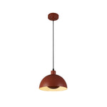 Mars 1LT Pendant, Burnt Orange Metal & Cream Inner 40cm