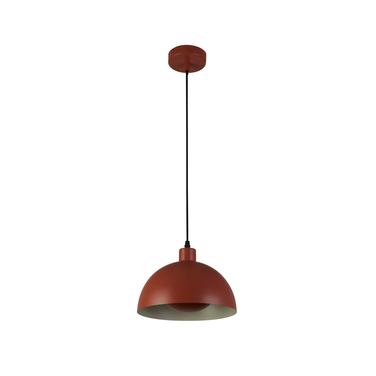 Searchlight Electric Mars 1LT Pendant, Burnt Orange Metal & Cream Inner 40cm 35411OR