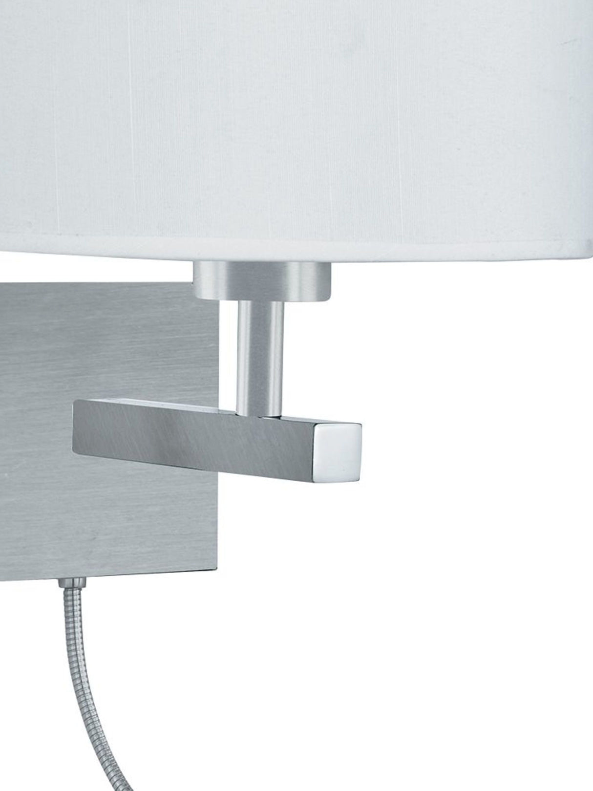 Searchlight Electric Hotel LED Dual Arm Wall Light - Satin Silver & Fabric Shade 3550SS
