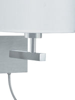 Searchlight Electric Hotel LED Dual Arm Wall Light - Satin Silver & Fabric Shade 3550SS