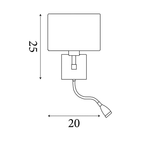 Searchlight Electric Hotel LED Dual Arm Wall Light - Satin Silver & Fabric Shade 3550SS
