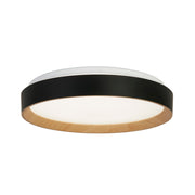 Sorrento LED Flush Black with Wood Transfer