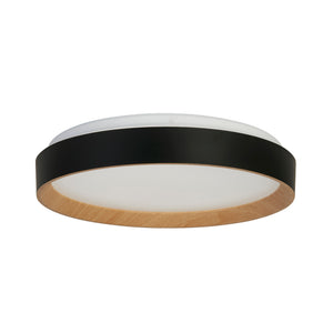 Searchlight Electric Sorrento LED Flush Black with Wood Transfer 35510-380