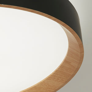 Searchlight Electric Sorrento LED Flush Black with Wood Transfer 35510-380