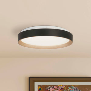 Searchlight Electric Sorrento LED Flush Black with Wood Transfer 35510-380