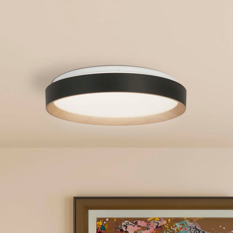 Searchlight Electric Sorrento LED Flush Black with Wood Transfer 35510-380