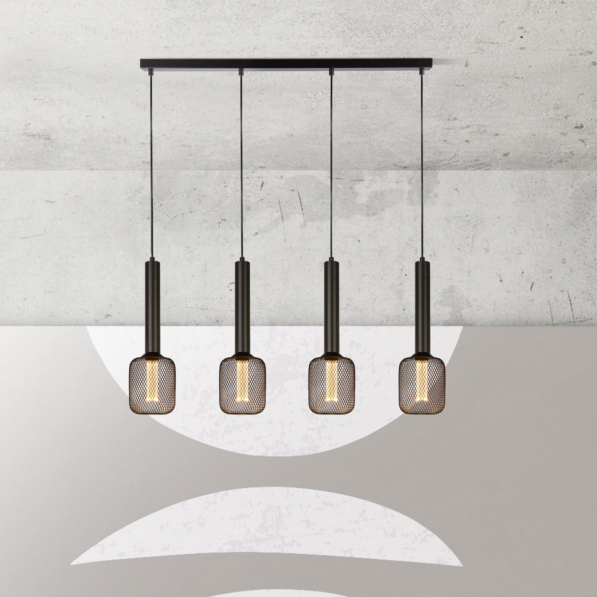 Searchlight Electric Dulwich 4Lt Bar Pendant - Black Metal 35720-4BK