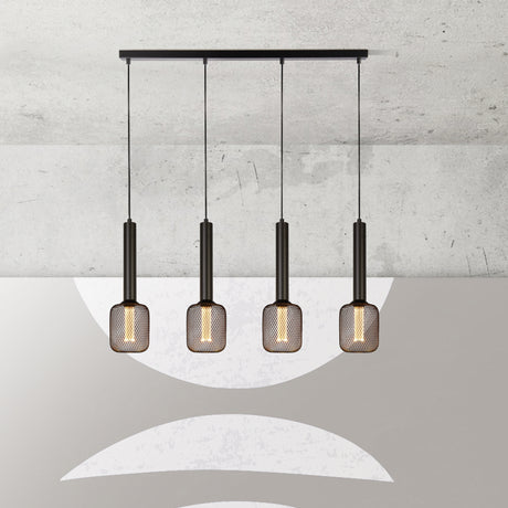 Searchlight Electric Dulwich 4Lt Bar Pendant - Black Metal 35720-4BK