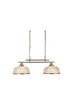 Bistro II 2Lt Pendant- Antique Brass & Holophane Style Glass