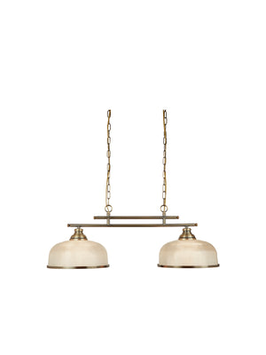 Bistro II 2Lt Pendant- Antique Brass & Holophane Style Glass