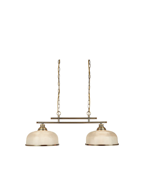 Bistro II 2Lt Pendant- Antique Brass & Holophane Style Glass