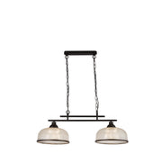 Highworth 2Lt Pendant - Black Metal & Holophane Style Glass