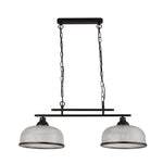 Searchlight Electric Highworth 2Lt Pendant - Black Metal & Holophane Style Glass 3592-2BK