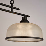 Searchlight Electric Highworth 2Lt Pendant - Black Metal & Holophane Style Glass 3592-2BK