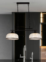 Searchlight Electric Highworth 2Lt Pendant - Black Metal & Holophane Style Glass 3592-2BK
