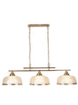 Bistro II 3Lt Pendant-Antique Brass & Holophane Style Glass