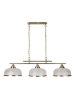 Searchlight Electric Bistro II 3Lt Pendant-Antique Brass & Holophane Style Glass 3593-3AB