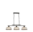 Highworth 3Lt Pendant - Black Metal & Holophane Style Glass