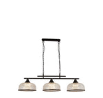 Highworth 3Lt Pendant - Black Metal & Holophane Style Glass