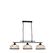 Highworth 3Lt Pendant - Black Metal & Holophane Style Glass