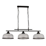 Searchlight Electric Highworth 3Lt Pendant - Black Metal & Holophane Style Glass 3593-3BK