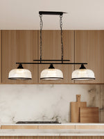 Searchlight Electric Highworth 3Lt Pendant - Black Metal & Holophane Style Glass 3593-3BK