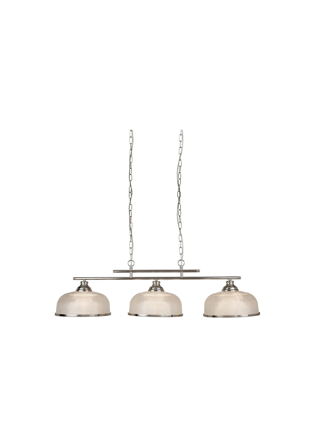 Bistro II 3Lt Pendant - Satin Silver & Holophane Style Glass