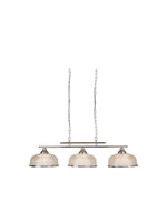 Bistro II 3Lt Pendant - Satin Silver & Holophane Style Glass