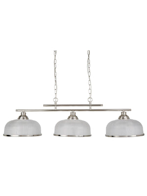 Searchlight Electric Bistro II 3Lt Pendant - Satin Silver & Holophane Style Glass 3593-3SS