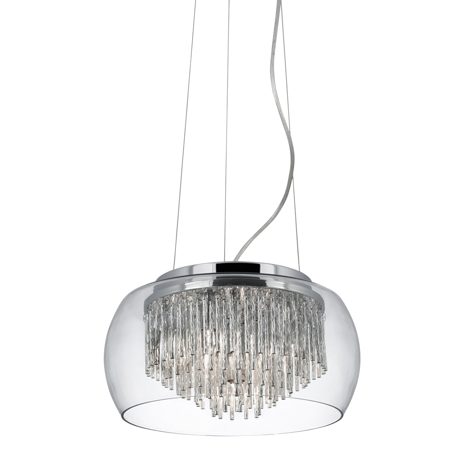 Curva 4Lt Pendant - Chrome Metal & Crystal Glass