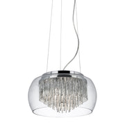 Curva 4Lt Pendant - Chrome Metal & Crystal Glass