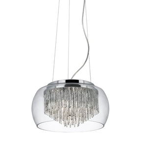 Curva 4Lt Pendant - Chrome Metal & Crystal Glass