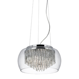 Curva 4Lt Pendant - Chrome Metal & Crystal Glass