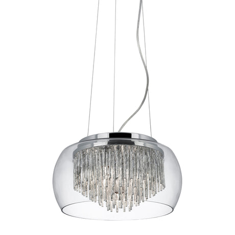 Curva 4Lt Pendant - Chrome Metal & Crystal Glass