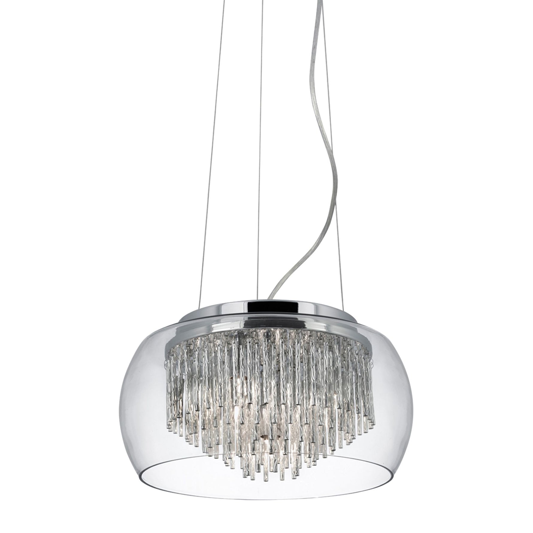 Searchlight Electric Curva 4Lt Pendant - Chrome Metal & Crystal Glass 3624-4CC