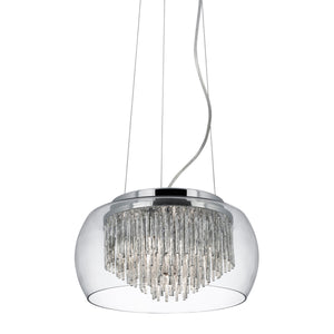 Searchlight Electric Curva 4Lt Pendant - Chrome Metal & Crystal Glass 3624-4CC