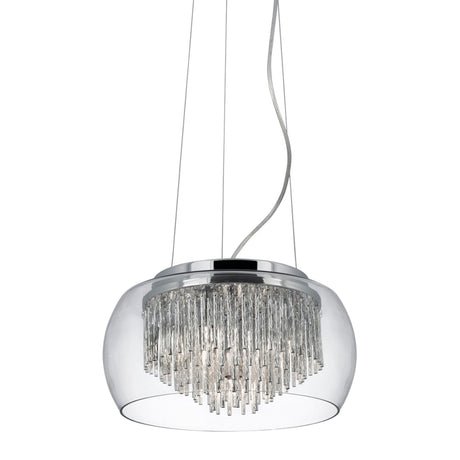 Searchlight Electric Curva 4Lt Pendant - Chrome Metal & Crystal Glass 3624-4CC