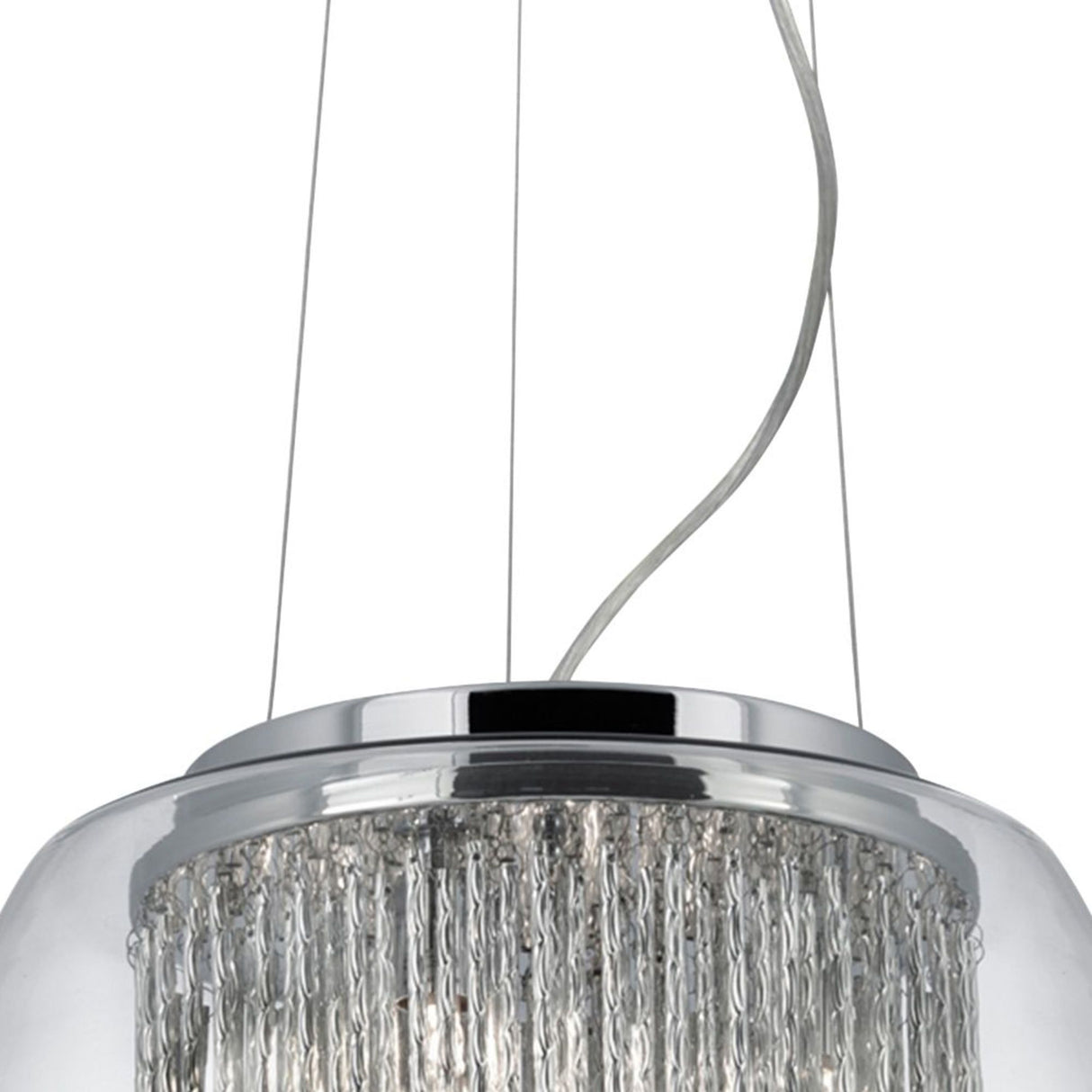 Searchlight Electric Curva 4Lt Pendant - Chrome Metal & Crystal Glass 3624-4CC