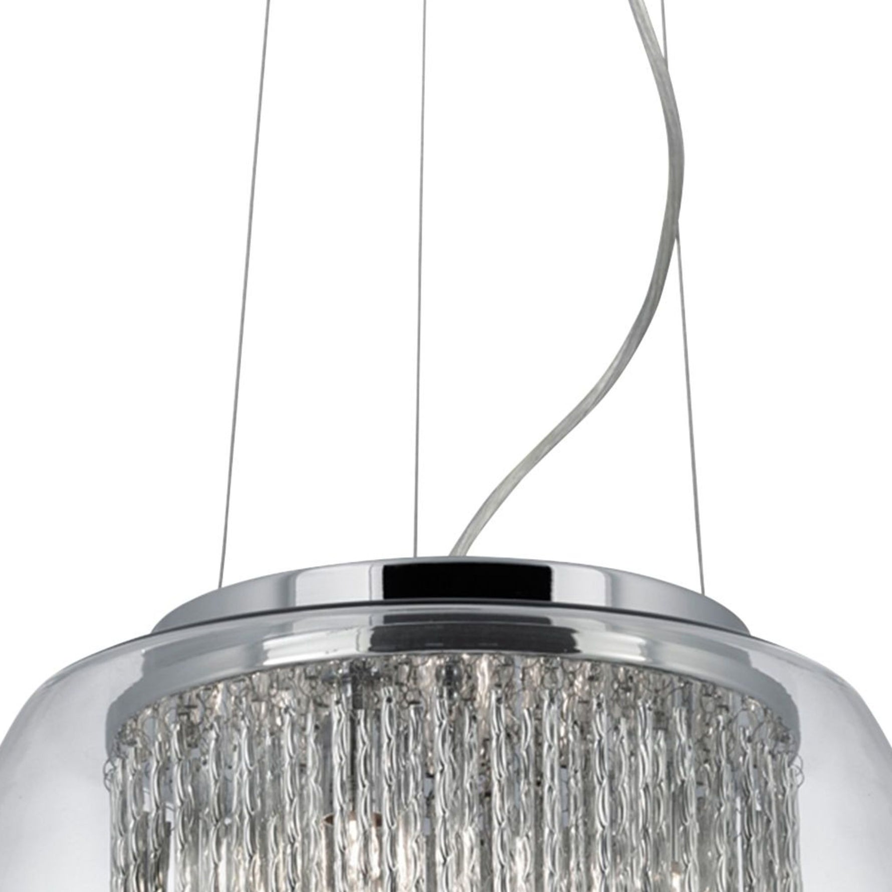 Searchlight Electric Curva 4Lt Pendant - Chrome Metal & Crystal Glass 3624-4CC