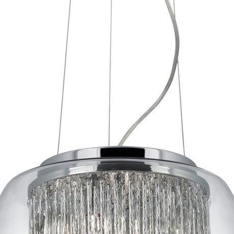 Searchlight Electric Curva 4Lt Pendant - Chrome Metal & Crystal Glass 3624-4CC