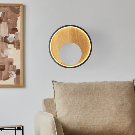 Searchlight Electric Curio Wall Light - Black Metal & Wood 36303-1BK