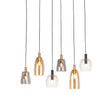 Divine 6Lt Multi-Drop Pendant - Black Metal & Coloured Glass